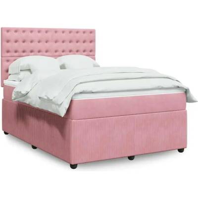 vidaXL 11461.3294699 Boxspring postel s matrací růžová samet
