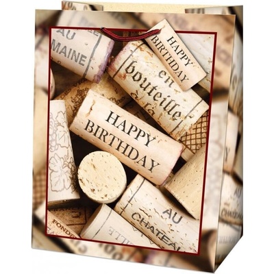 Taška dárková Maxi matt 26,7 x 13,7 x 33cm TL - motiv Korek Happy Birthday