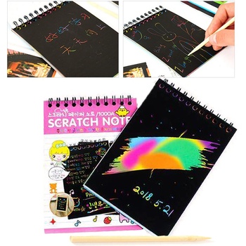 Scratch 2089 Škrábacie obrázky s dúhovým podkladom a paličkou blok ružový