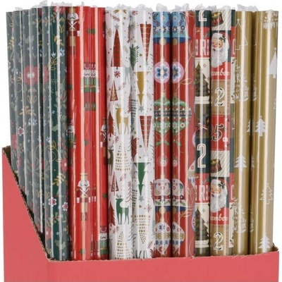 Vianočný baliaci papier v rolke 0,7 x 2m, rôzne farby a motívy