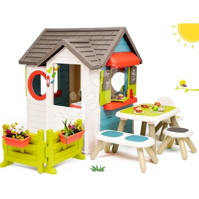 Smoby Domček so záhradnou reštauráciou Chef House DeLuxe so záhradným posedením a so živým plotom