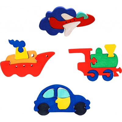Fauna vkládací puzzle Sada dopravních prostředků 4 ks