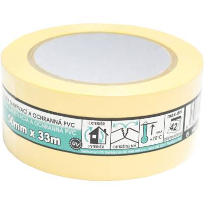 Mako Zakrývacia stavebná PVC lepiaca páska štukatérska lepí 6 týždňov 50 mm x 33 m