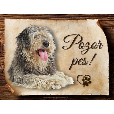Sport hobby Cedulka Tibetský teriér I. Pozor pes/CP1599 20 x 15 cm