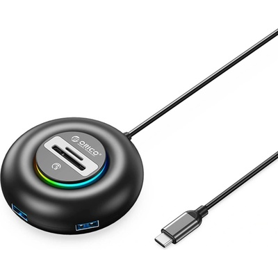 USB rozbočovač Orico YXR5-C3 RGB, 4 porty USB-A 3.0, se čtečkou karet SD a microSD, 1,8 m – černý