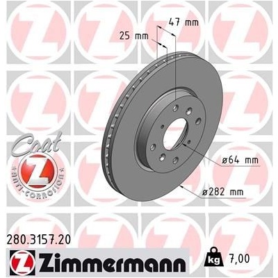 Brzdový kotúč (cena za 1ks) ZIMMERMANN 280.3157.20