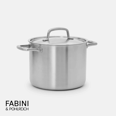 Hrnec FABINI & Pohlreich, 24 cm (8 l) - Nerezový beznýtový hrnec z pětivrstvé nerezové oceli s poklicí