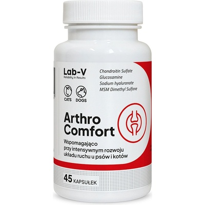 Lab-v Arthro Comfort - Комплексна подкрепа за здравето на ставите и опорно-двигателния апарат при кучета и котки 45 капсули