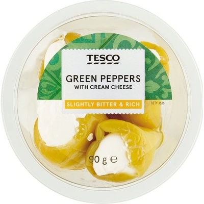 Tesco Marinovaná zelená paprika plnená čerstvým syrom 90 g
