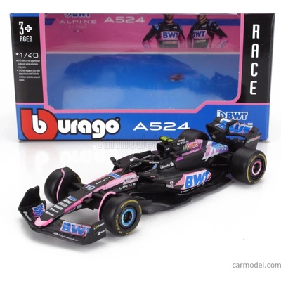 Bburago Alpine F1 A524 Team Bwt Alpine N 10 Season 2024 Pierre Gasly čierna modrá ružová 1:43