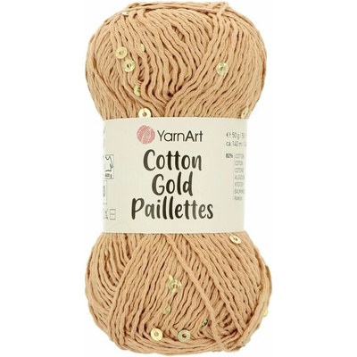 Yarnart Cotton Gold Paillettes 7105 svetlohnedá