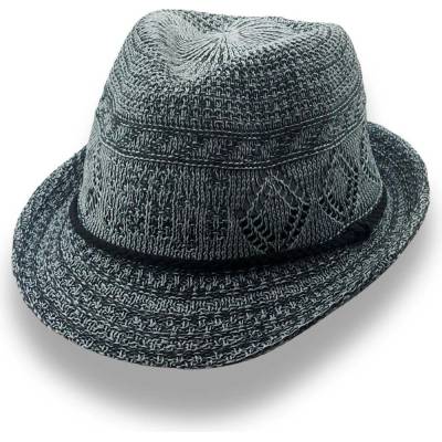 Krumlovanka letní klobouk Trilby nemačkavý melange příze Fa-38130 černý