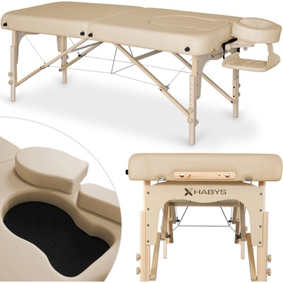 HABYS Drevený masážny stôl Olívia 70 cm - krémová