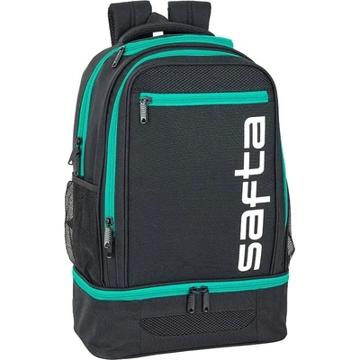 SAFTA Ученическа раница safta multisport, тюркоазен цип, с двойно дъно, 18 л, зелен