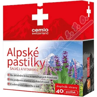 Cemio Alpské pastilky Šalvia a Vitamín C 40 pastilek