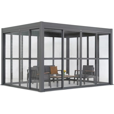Garden Point Lagos 3x3 samostatne stojaca terasová pergola s dverami na 4 stranách antracit