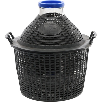 Sklenený demižón 34L so širokým otvorom v koši 62330