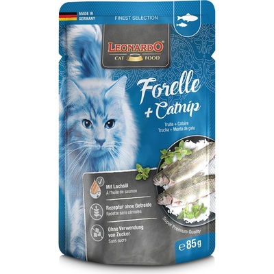 Leonardo Finest Selection pstruh a mačacia mäta 32 x 85 g