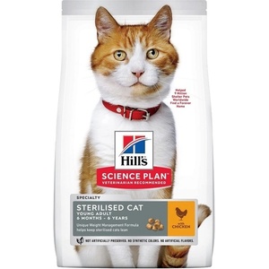  Храна за млади кастрирани котки Hill's Science Plan Feline Young Sterilized, с пилешко - 0.3кг