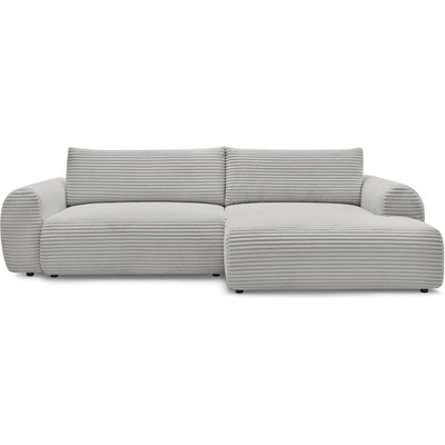 Bobochic Светлосив разтегателен ъглов диван от рипсено кадифе (десен ъгъл) Lucien - Bobochic Paris (104448)