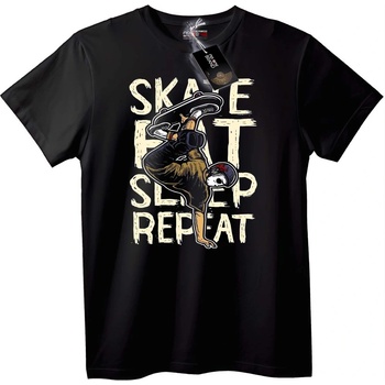 NOONEBRAND Тениска Скейт Яж Спи Повтаряй - M, Black