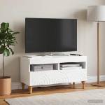 vidaXL LED телевизионен кабинет ALKMAAR 81 x 35 x 43 см Бял гланц (896339)