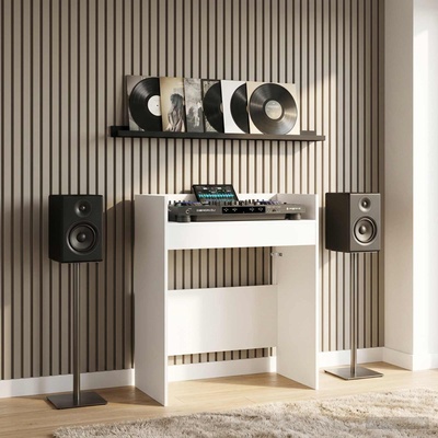 vidaXL DJ маса Бяло 102 x 45 x 102 см Инженерна дървесина (8006740)