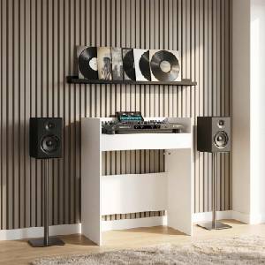 vidaXL DJ маса Бяло 102 x 45 x 102 см Инженерна дървесина (8006740)