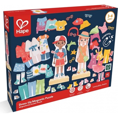 Hape Образователен магнитен пъзел, Hape, Мода, 62 части (H1651)
