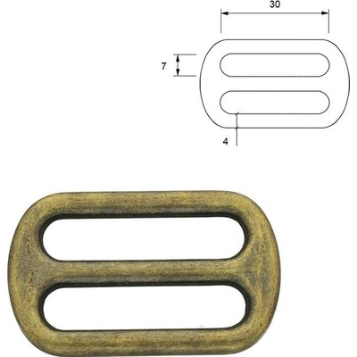 Pro Háčkování Posunovač na popruh 30 x 7 mm staromosaz Počet: 1 ks – Zboží Dáma