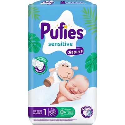 pufies Бебешки пелени Pufies Sensitive - Newborn, размер 1, 2-5 kg, 43 броя (54000180)