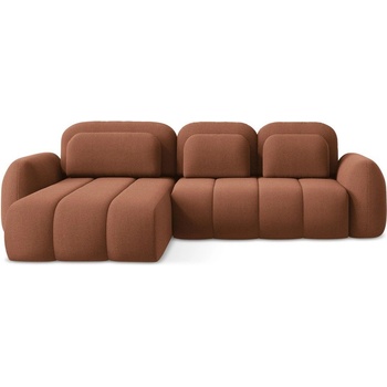 makamii Теракотен разтегателен ъглов диван с място за съхранение от букле (ляв ъгъл) Pele - Makamii (PELE_LCF_40_P1_C5)