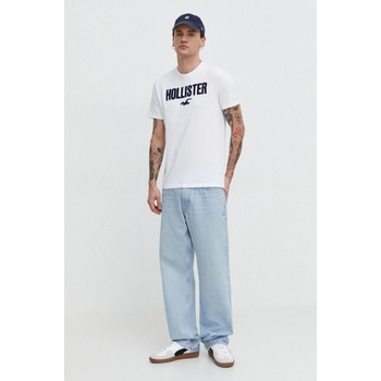 Hollister Co. bavlněné tričko 5-pack bílá s aplikací KI323.4092.100