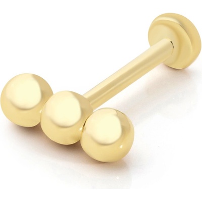 Lillian Vassago Zlatý piercing labreta zdobená kuličkami LLV92-GPI043LB