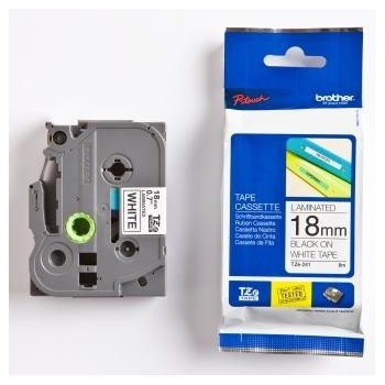 Brother TZ-241 / TZe-241, 18mm x 8m, черен печат / бял фон, оригинална лента (TZE241)