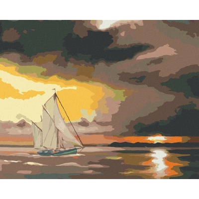 Zuty Malování Podle Čísel Plachetnice A Slunce Za Skalami D. Rusty Rust 80 x 100 cm Plátno Rám