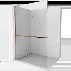 Mexen Kioto+ L душ преграда с рафт Walk-in 90 x 200 см, прозрачен, розово злато (800-090-123-60-00)