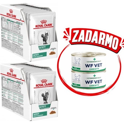 Royal Canin Satiety Weight Management 24x85g + WF VET Obesity mačka ryba 2x200 g
