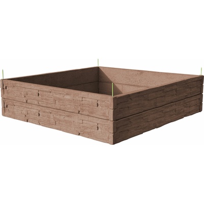 Barigadi Vyvýšený záhon betónový 200 x 200 cm výška 50 cm vzor štiepaný kameň hnedá