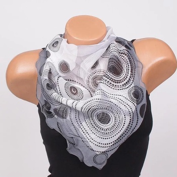 Image 1 of Нежно фишу в бяло и сиво с черни кръгове