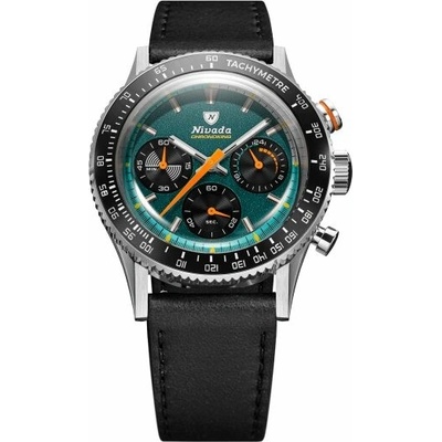 Nivada Grenchen Chronoking Meca Racing Green - Inter. Bezel - Black Leather
