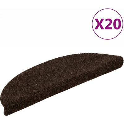 vidaXL Самозалепващи се постелки за стълби, 20 бр. , 56x17x3 см, кафяви, полукръгли (3365674)