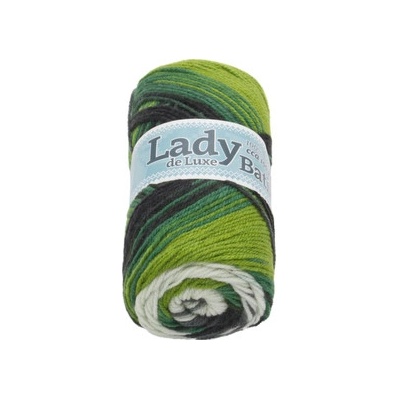 Příze LADY de Luxe BATIK - 100g / 238 m - bílá, zelená