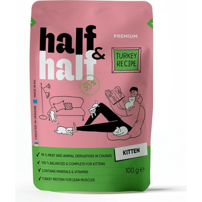 Half&Half Kitten kúsky v želé morka pre mačiatka 100 g