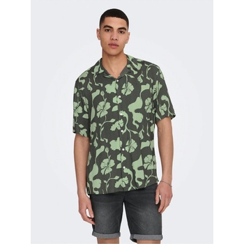 Only & Sons Dash pánská vzorovaná košile s krátkým rukávem zelená