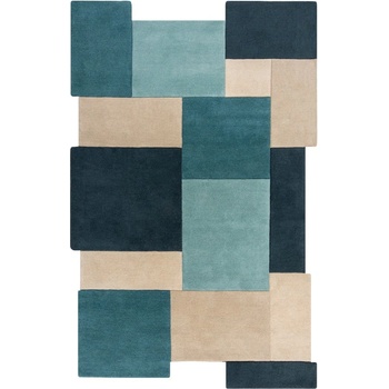 Flair Rugs Син/бежов вълнен килим 120x180 cm Abstract Collage - Flair Rugs (503119373180)