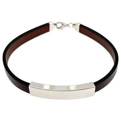 Infinitysilver kožený náramek s destičkou hnědý SB17174921