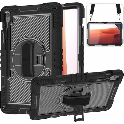 Samsung Galaxy Tab S10 FE+ Защитен Калъф със Стойка, Рамо-Колан и Скрийн Протектор - Черен, Червен, Син, Златисторозов, Розов, Лилав