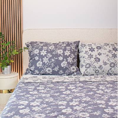 Takoy Plachta tkaný mušelín luxury kvety šedomodré Lina-HT-00891 250x250