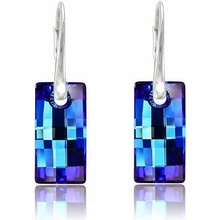 Swarovski Elements Urban krystal 20 mm Stříbrné náušnice visací modré obdélníky 31278.1